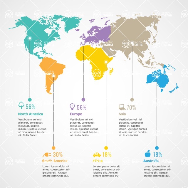 Infographic Templates Collection - Vector, Photoshop, PowerPoint, Google Slides - Continent Comparison Infographic Template